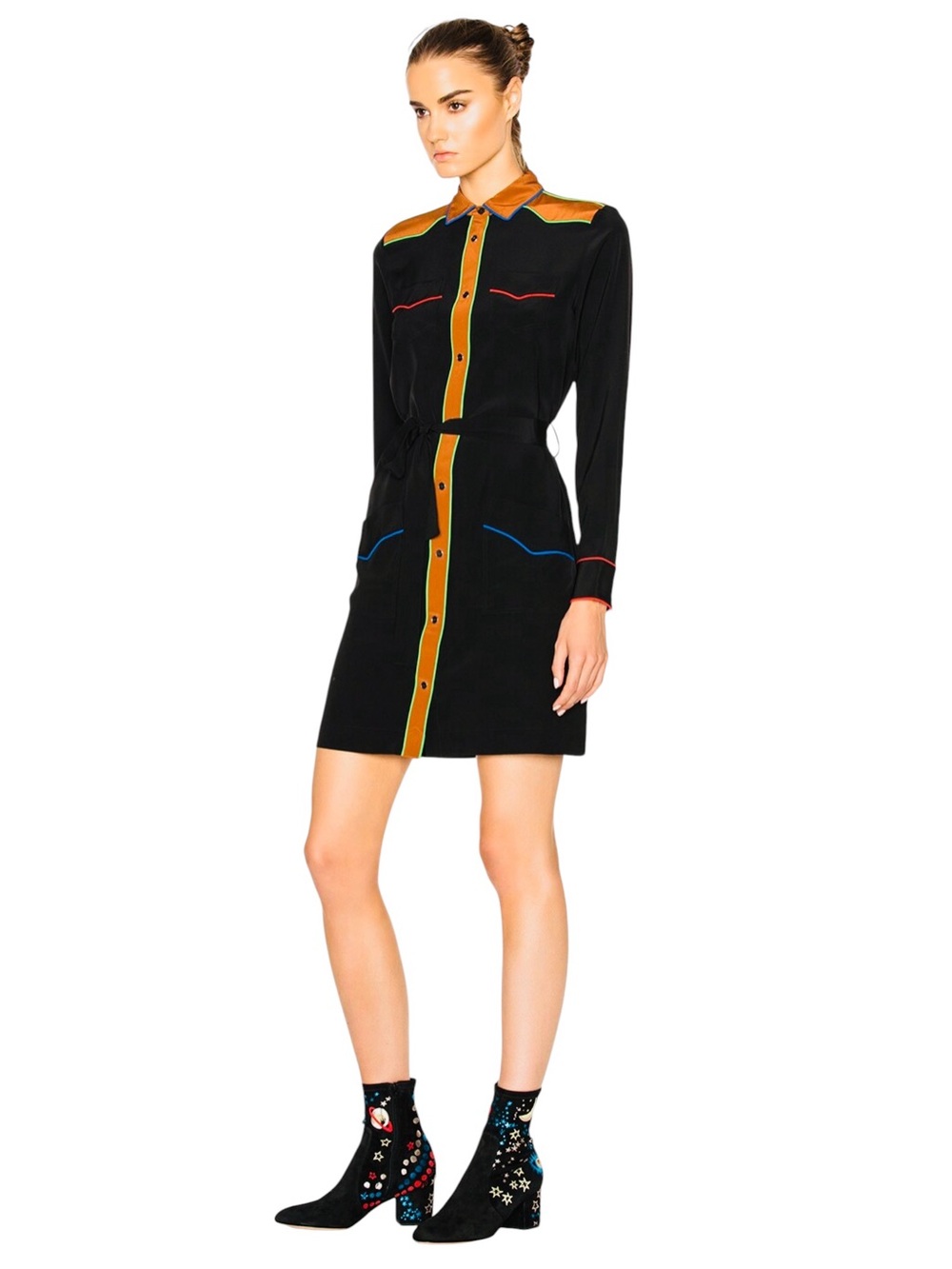 COACH New with Tags SOLID SILK BlACK SHIRT DRESS. Size 2. - Picture 7 of 15